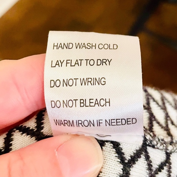 Belldini draped open front cardigan long sleeve cotton blend SZ M black white - Picture 9 of 9